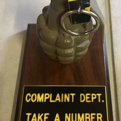 Vintage Complaint Dept Take A Number Counter Desk Display Office Replica Grenade