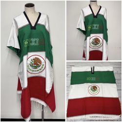 Mexican Independence Day Tricolor Gaban Poncho / Escudo Nacional Mexicano Gabán Poncho Tricolor