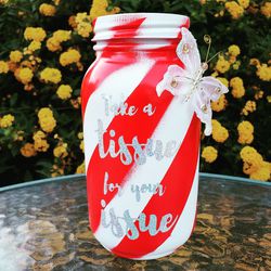 Candy Cane inspired mason tissue jar
