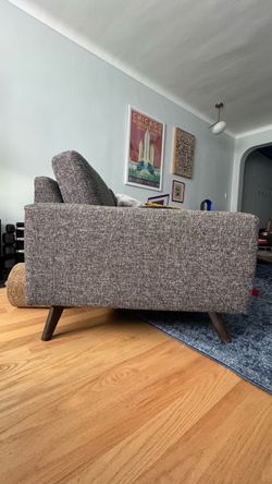 Mid-Century Modern Gray Tweed Sofa - Joybird Hopson
