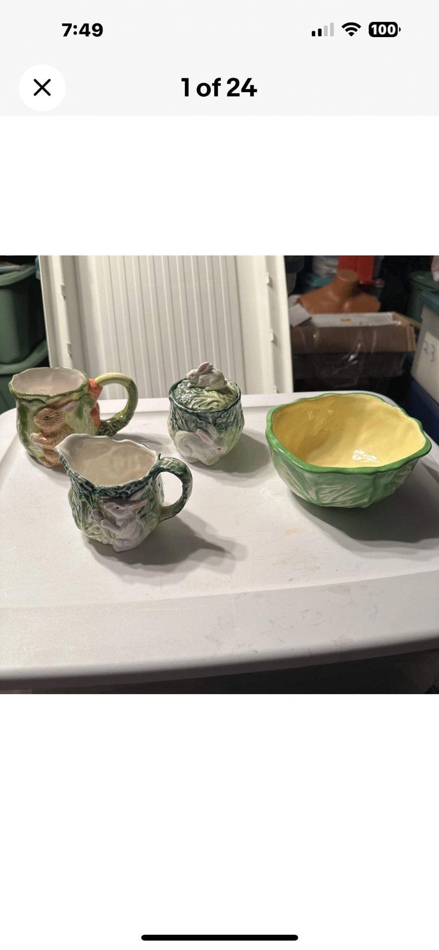 Vintage Shefford Creamer and Sugar Bowl with Mug and Bowl