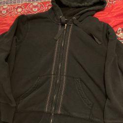 Black Zip-Up Sherpa-Lined Hoodie
