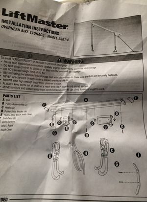 New in Box LIFTMASTER Overhead Bicycle Storage Rack