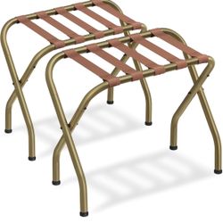 Luggage Rack, Pack of 2, Luggage Racks for Guest Room, Suitcase Stand, Steel Frame, Foldable, for Bedroom, Golden URLR064A02