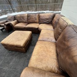Brown Leather Sectional Free Delivery 