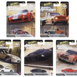 2026 HOT WHEELS PREMIUM FAST &FURIOUS 25TH ANNIVERSARY SET OF 5  WITH CHASE!!!!