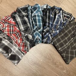 Set of 7 Plaid Men’s Shirts  Size S & M 