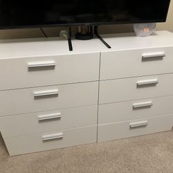 White 8 Drawer Dresser 16Wx55.5Lx31.5H 