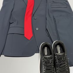 Dark Blue Perry Ellis Suit, pants and shoes