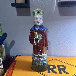 Chinese Qing Dynasty Emperor Porcelain Statue Missing Top Of Hat