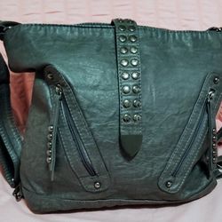 Women's Riveted Leather Crossbody Bag