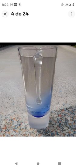 Vintage Rare Movado Stunning Hand Blown Clear & Frosted Cocktail Pitcher Signed