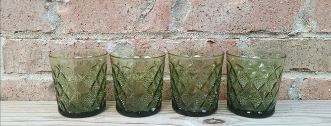 Vintage Anchor Hocking Kimberly Gemstone Double Old Fashioned Glasses