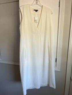 Off-White, Lined, V-Neck Dress With Pockets