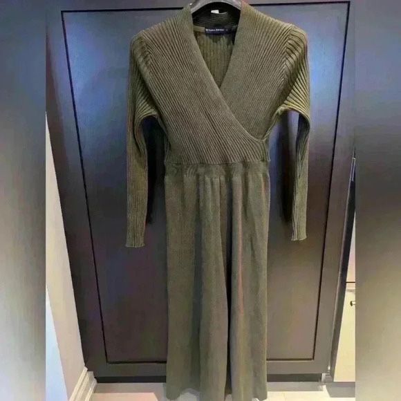 Green Bell Bottom Ribbed Long Sleeve Wide Leg  Romper - size Small like new 