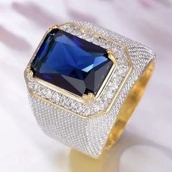 Exquisite Sapphire Blue Crystal Ring size 12. Benton Ky