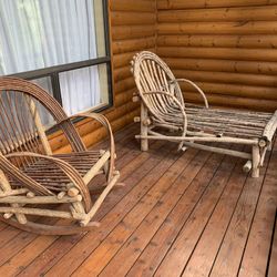Willow Twig Rocking Chair, Loveseat, Rocking Chair, Coffee Table