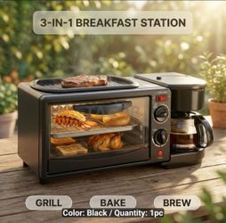 Breakfast Station 3-In-1, Mini Oven, Coffee Maker, Griddle, Breakfast Sandwich Maker, Versatile Breakfast Maker, Kitchen Appliances And Gadgets for Br
