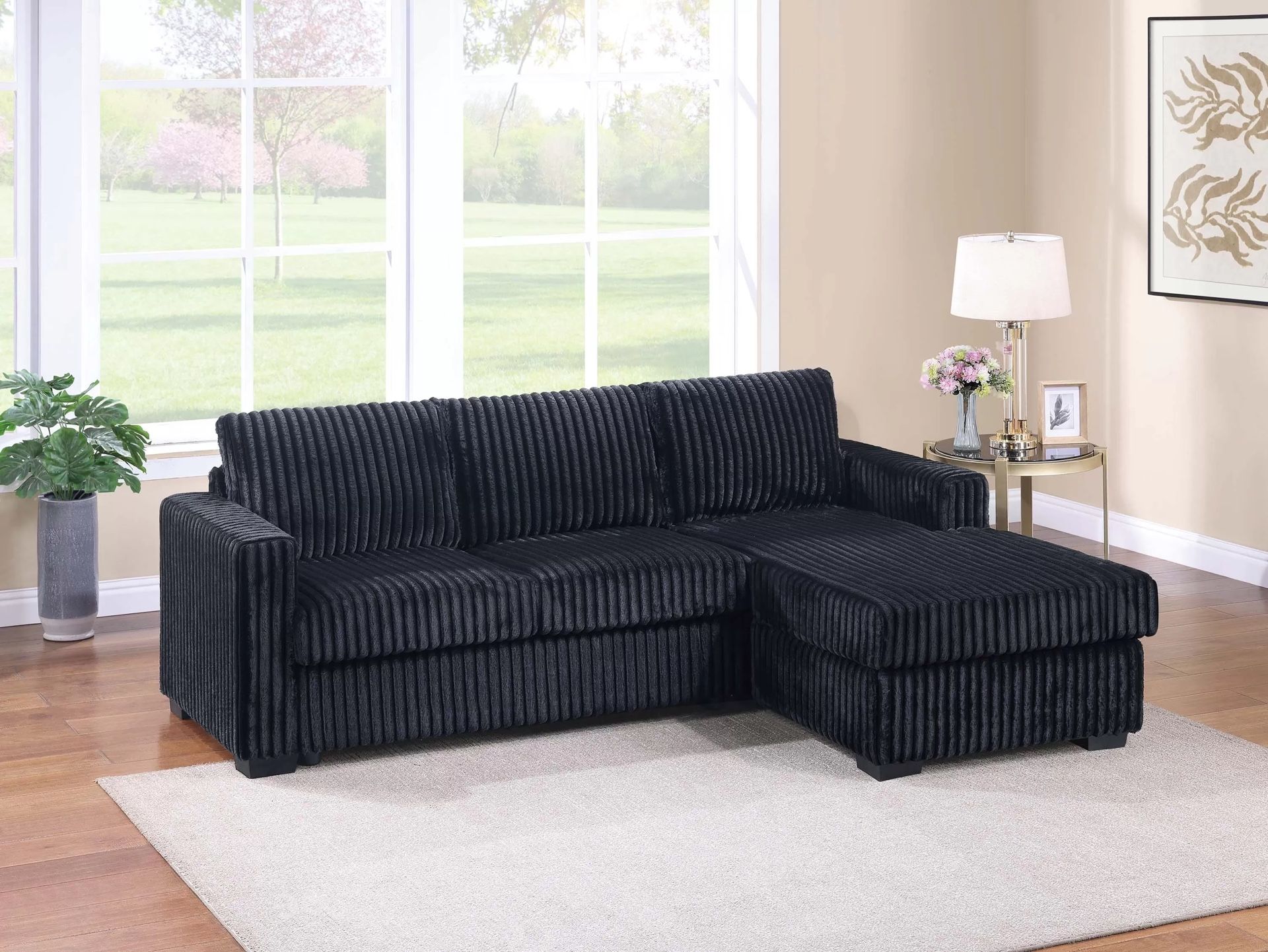 Sectional Sofa RAF Chaise + LAF Sofa Dark Gray or black corduroy (P8325) $349 FREE LOCAL DELIVERY