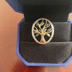 Two Tone Blue Diamond Tree Pendant