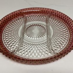 Indiana Glass Diamond Point Ruby Red Flash 12.5” Serving Platter