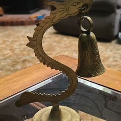 Beautiful Vintage Asian Brass Dragon With Brass Bell