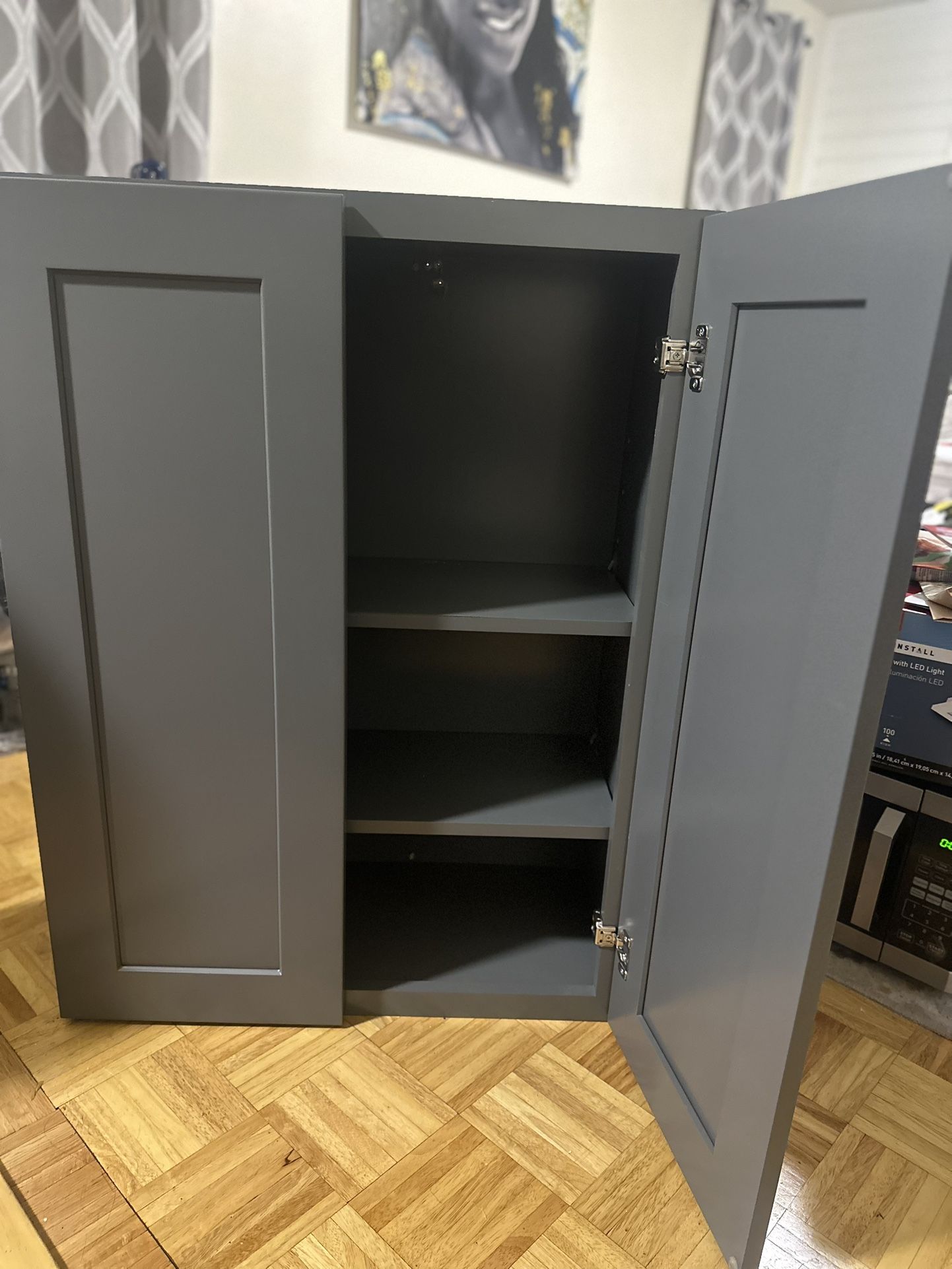 Kitchen Wall Cabinet ( Color Platinum Shaker, Gray)
