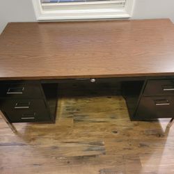 Black Metal Desk with 6 Drawers 