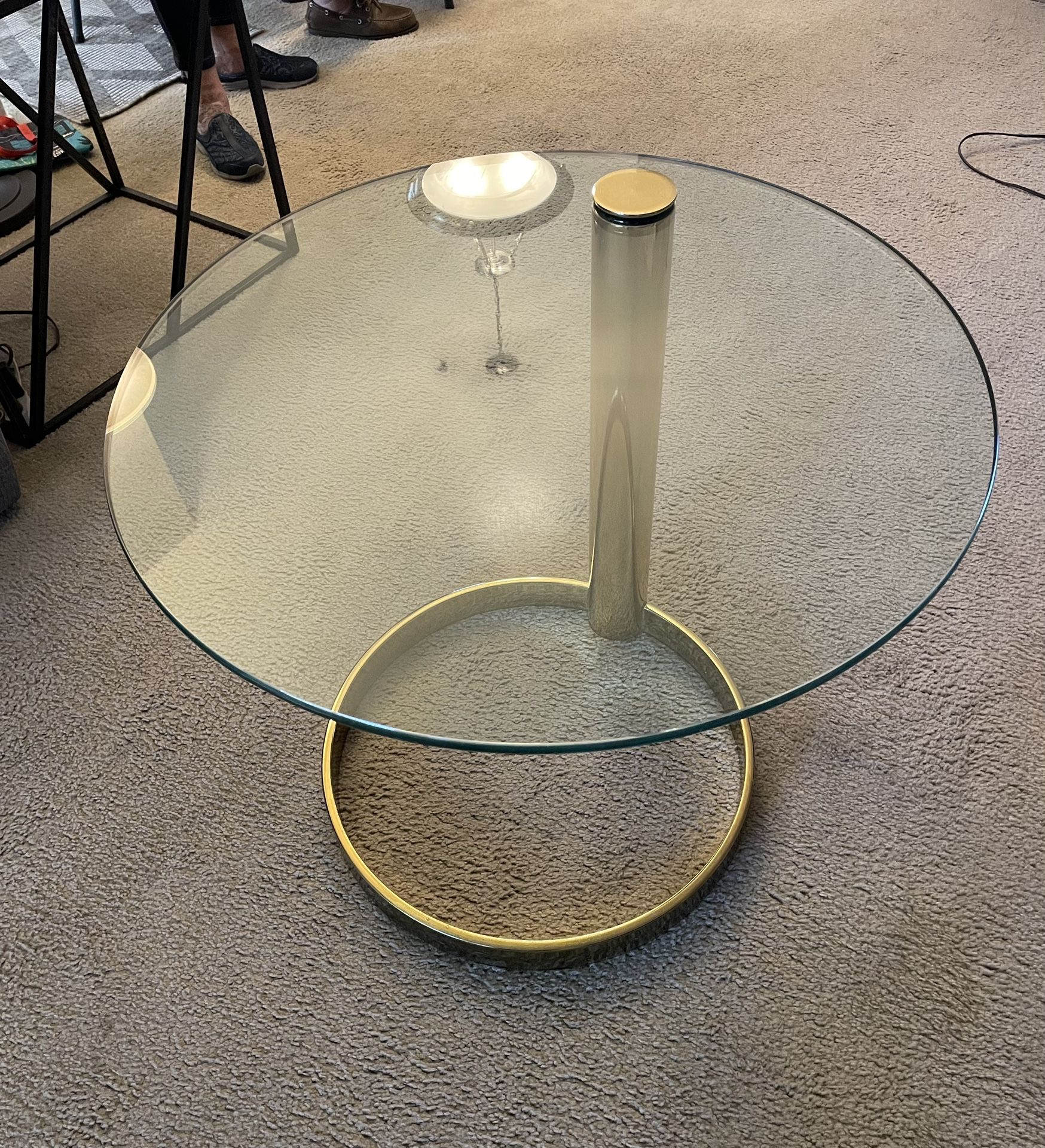 Glass End Table With Gold Base