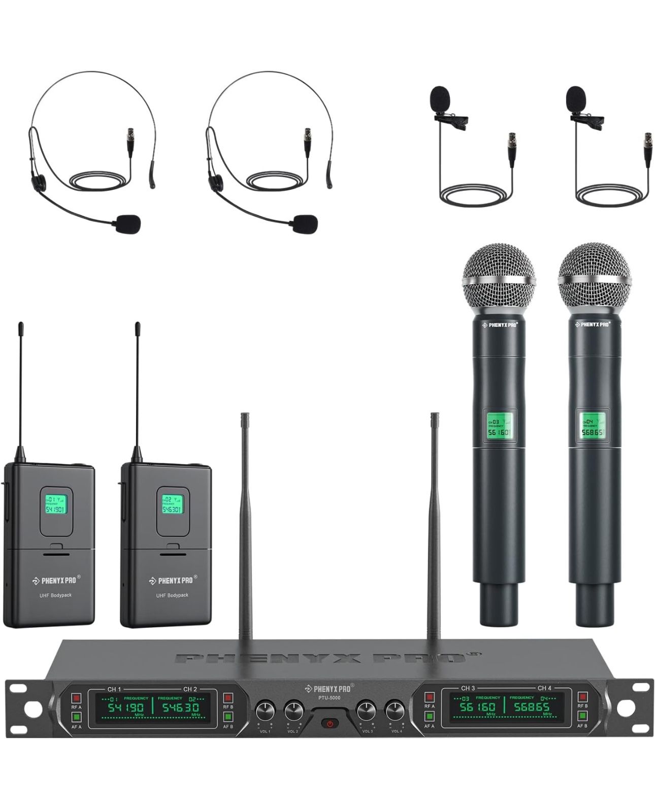 Phenyx Pro Wireless Microphone System, 4-PTU 5000
