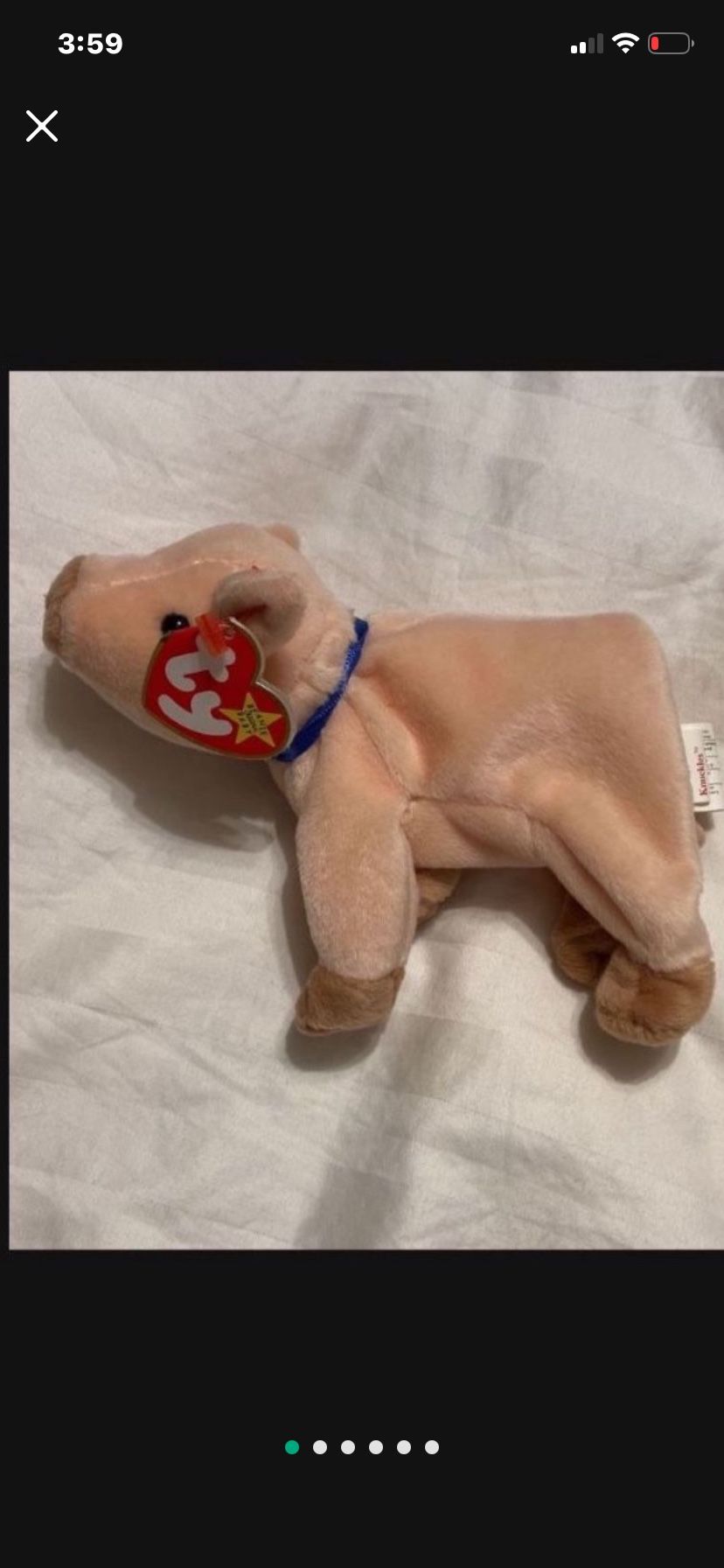 Vintage Beanie Baby TY Knuckles The Pig With Tag