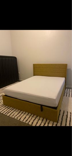 Wayfair Yellow Upholstered Queen Bed Frame Bed for sale - PICKUP before Friday!