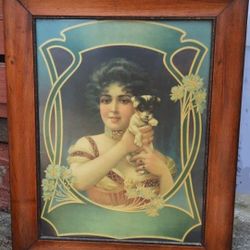 Antique Lady With Dog Picture 