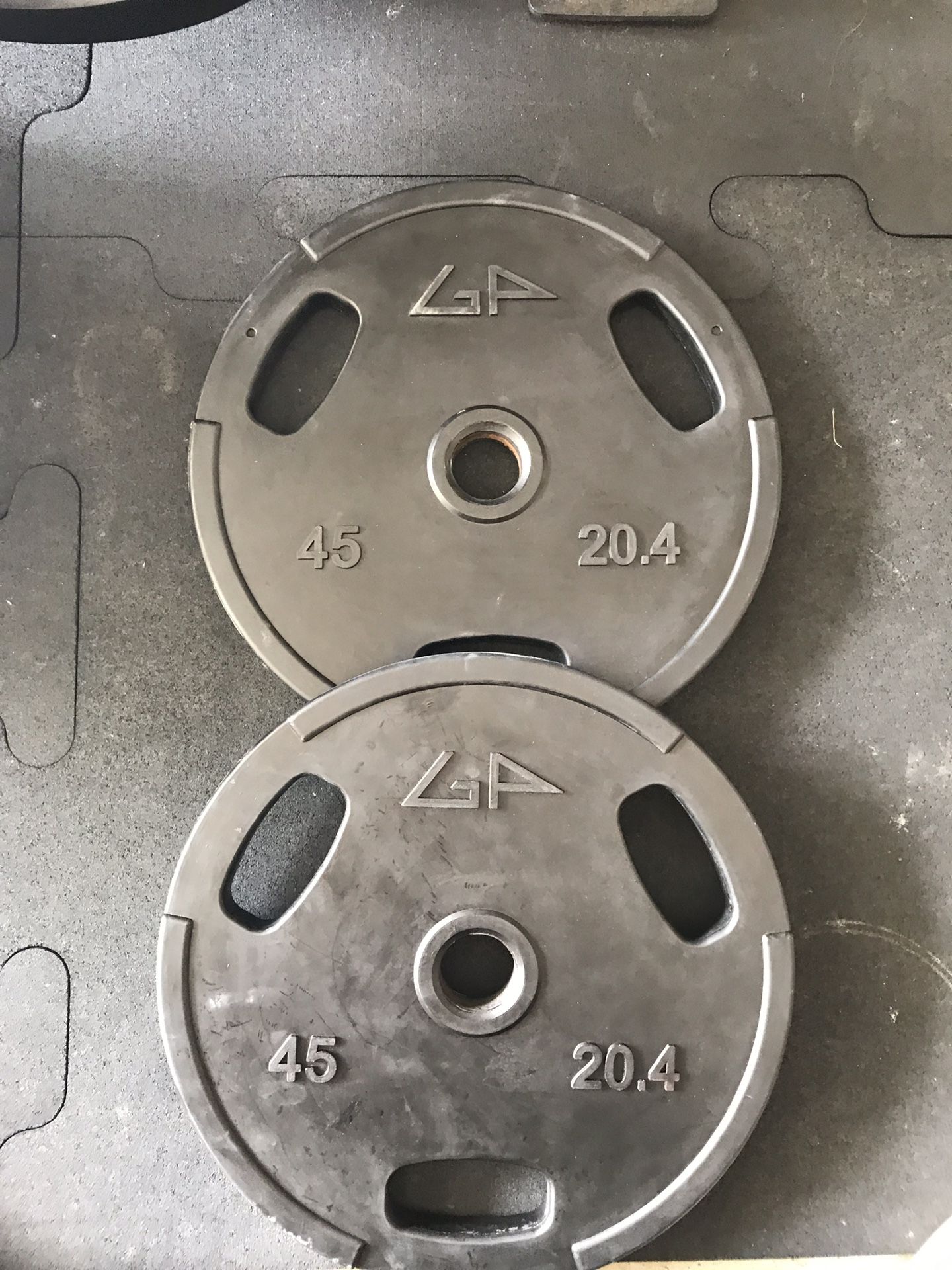 NEW GP Rubber Coated Olympic weight Plates (2x45Lbs) for $250 Firm on Price