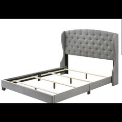  Upholstered Bed Frame, Mattress, Box Spring 