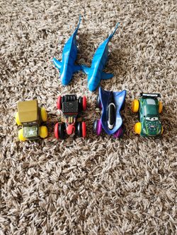 Toy Cars and Sharks for Bath