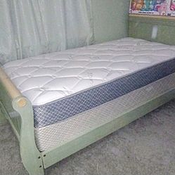Twin Sleigh Bed With Box Spring, Mattress Not Included 