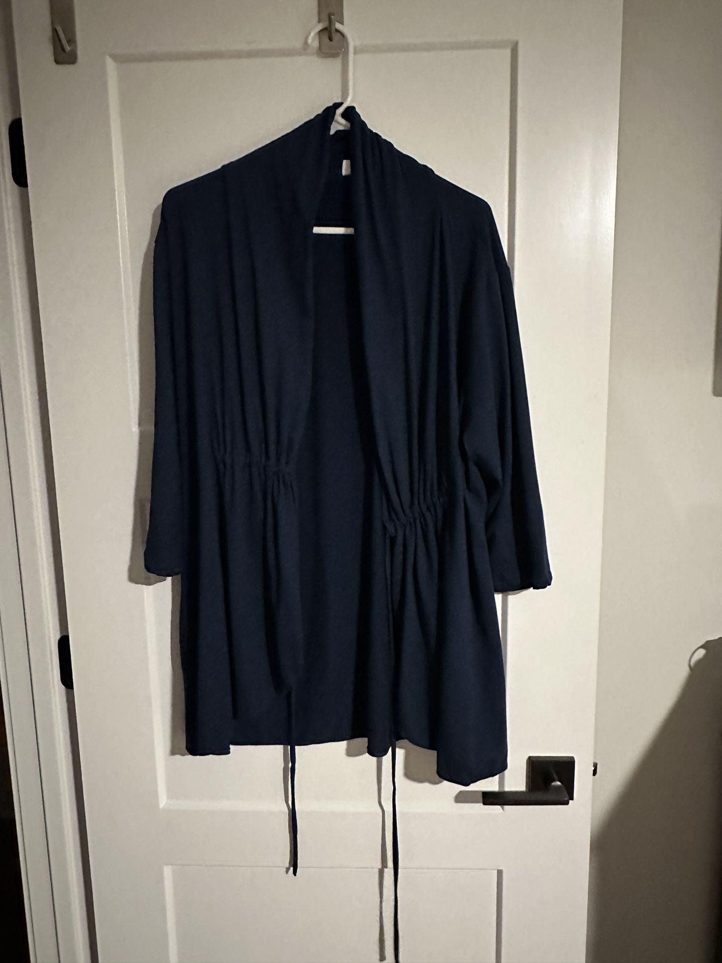 2X Meri Skye Dark Blue Elbow Sleeve Draw String Waist Cardigan 