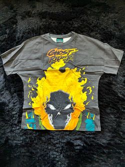 Marvel Ghost Rider bootleg retro  AOP Tshirt thr1ft lif3 sz. large NEW rare
