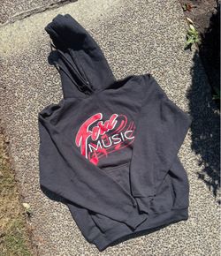 Ford Music Hoodie | Men’s Medium | Black | Red & White Logo | Graphic Pullover