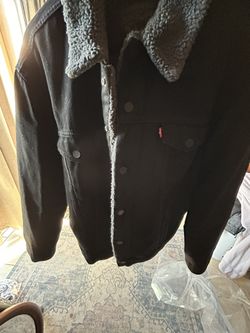 Levi Sherpa Denim Jacket Xl Black