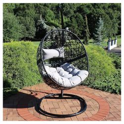 Hanging Egg Chair Swing With Steel Stand Set