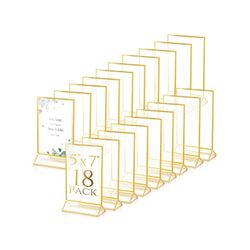 18 Pack Clear Acrylic Double Sided Frames Display Holder Gold Frames - New 