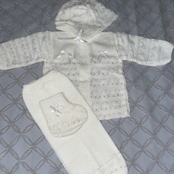 White Knitted Baby Outfit
