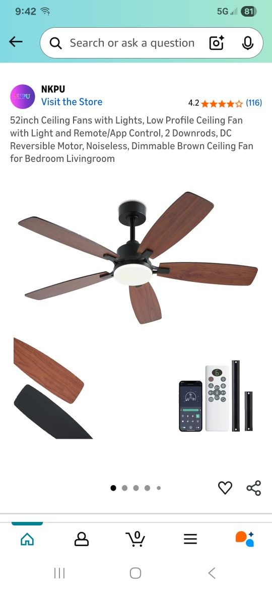 Ceiling Fan With Light 52 Inch New In Box Pick Up In Pomona $55