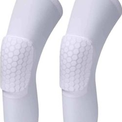 NEW! Knee Sleeves Honeycomb Kneepads, Antislip Protective Pads, Size Medium, White