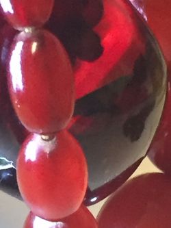 Vintage Rare Deep Cherry Amber Gorgeous Color Bakelite Necklace Bracelet