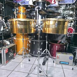 Gold Timbale With Stand And Cowbell  !! $100 Or Best Offer !!