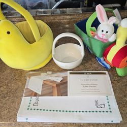 2 Easter Baskets  Candy Bowl and New Runner