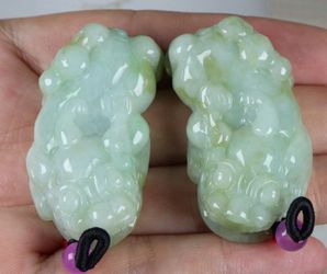 A pair of gorgeous 100 % natural green Certified Jadeite Necklace pendant